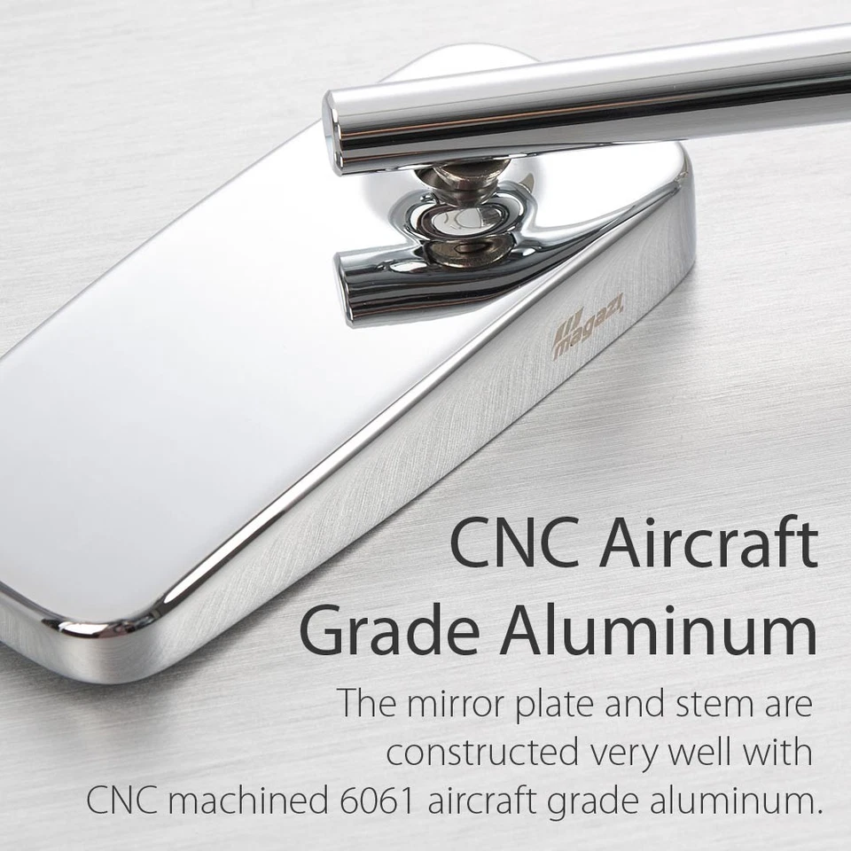 Espejos retrovisores cromados ClassicPlus rectangulares convexos para Honda Suzuki Ducati Kawasaki Foto 4 de 4