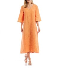 Bryn Walker Liliana Linen V Neck A-Line Oversized Dress Midi Mango XXS NWT $192