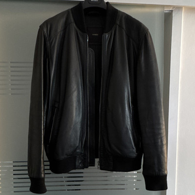 Windsor Herren Leder Bomberjacke schwarz Gr. 50 Stehkragen Reißverschluss
