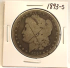 Genuine 1893-S Morgan Silver Dollar $1 ** Good Details * Damaged ** Affordable