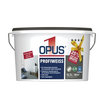 Opus 1 Profi Wandfarbe Weiss 12,5 L Jubiläums-Pack Innenfarbe matt deckend Inn