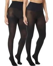 Commando Tight Women's Medium Black Stretch Sheer Elastic Waist 2-Pack DDR205
