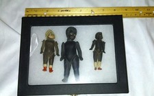 RARE Germen antique 1910, jointed dollhouse all bisque Lilliputian dolls, set 3
