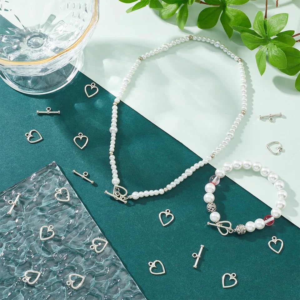 1 Caja 120 Juegos Corazón Palanca Cierre Plata Palanca Pulsera Cierres A Granel Estilo Tibetano Foto 4 de 4