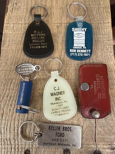 Vintage PA Ford Lincoln Mercury Dealer Keychain Lot Leather Reading Lebanon