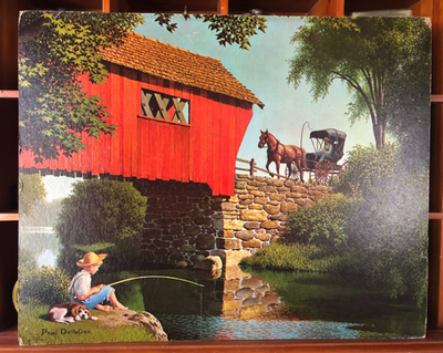 Covered Bridge by Paul Detlefsen Lithograph Print on Board 16