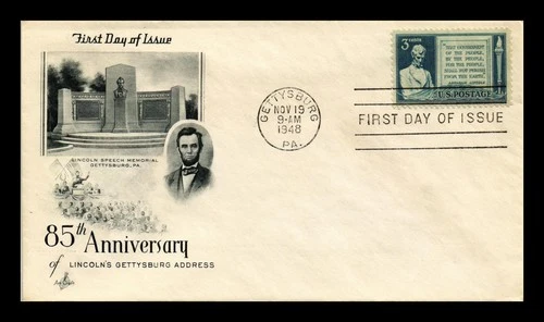 US COVER LINCOLN'S GETTYSBURG ADDRESS 85TH ANNIVERSARY FDC SCOTT 978 ARTCRAFT