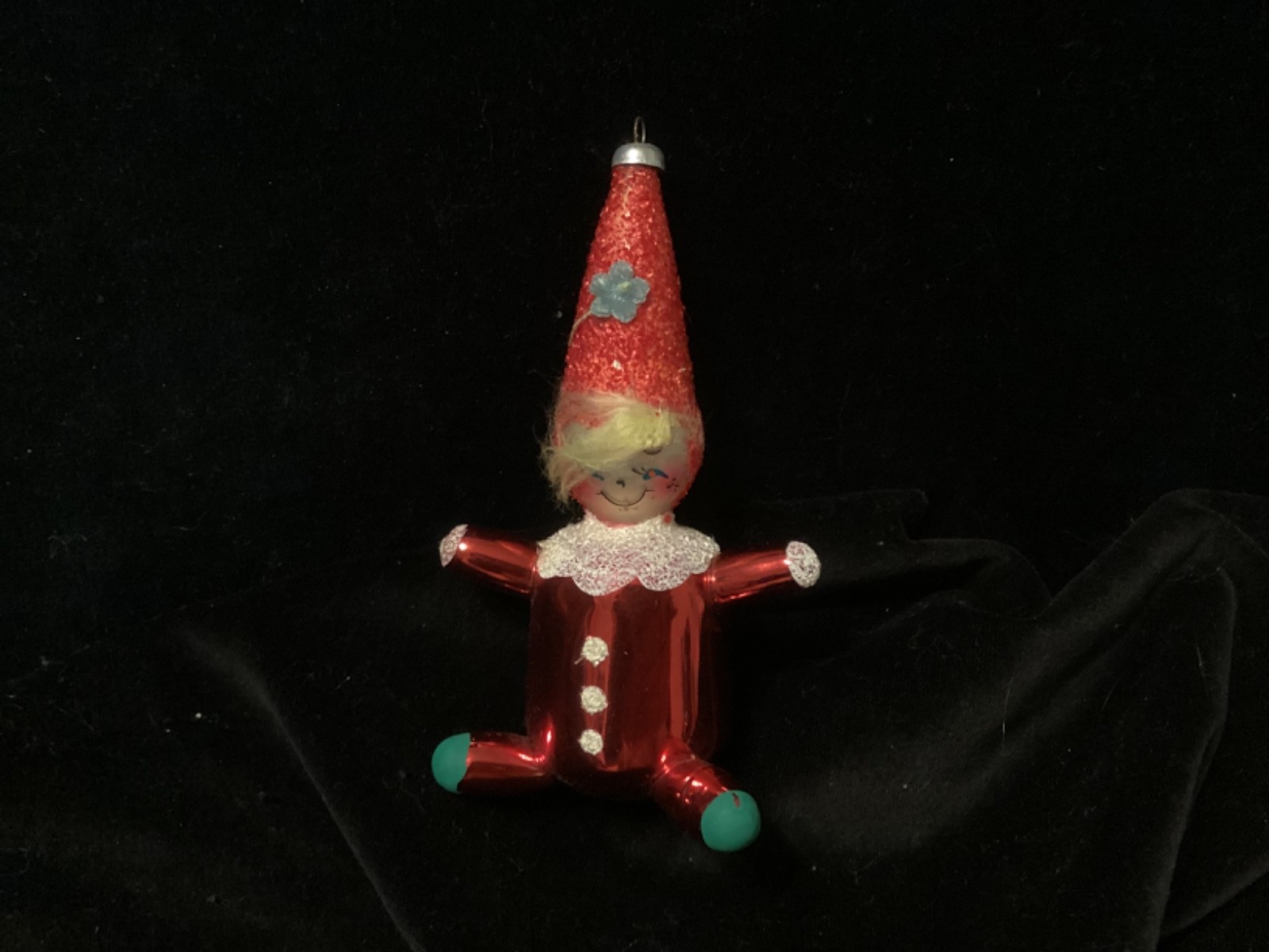 Cute Vtg Hand Blown ITALY Glass Ornament Red Clown Child Santa Claus? De CARLINI