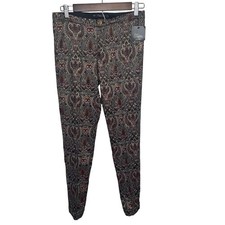 ZARA Trafaluc Collection Pants 6 Brocade Jacquard Metallic Paisley Slim Fit