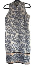 Ann Taylor Sz 8 sleeveless floral print collared dress with partial button-down