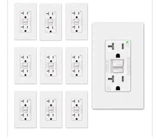 10 Pcs GFCI Outlet 20 Amp, Self-Test GFI Electrical Outlet with Thinner Design