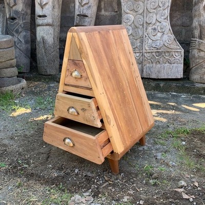 Mr Triangle Dekoration Aufbewahrung 3 Schubladen - recyceltes Holz