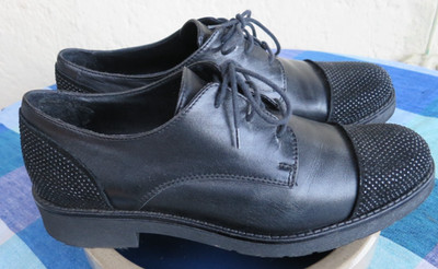 TOSCA BLUE Glattleder schwarz mit Glitzer, Größe 38