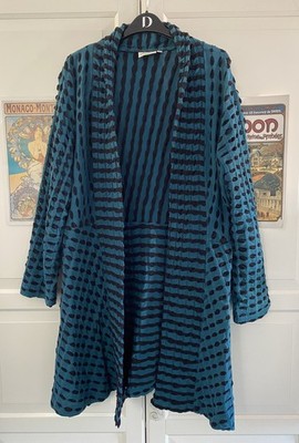 Adini Turquoise Black Boho Cotton long soft summer jacket M L 12 14