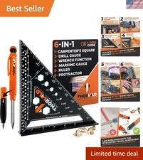 6-in-1 Precision Carpenter Square with 2-in-1 Pencil - 7-Inch Versatile Tool