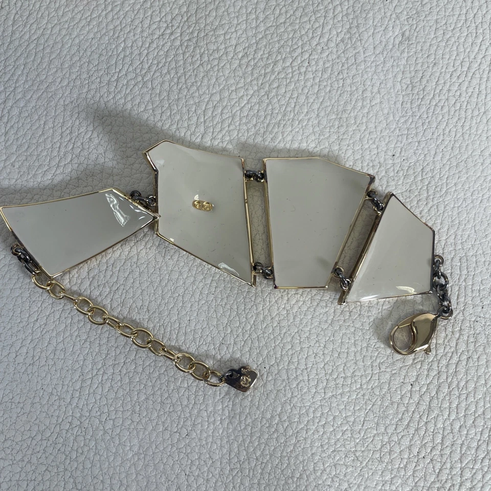 Pulsera Swarovski Años 80 Geométrica Latón Jugada con Incrustación Blanca y Cristales Ámbar Foto 3 de 4