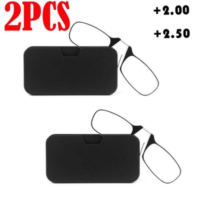2X Flexible Portable Mini Nose Clip Reading Glasses Wallet Pocket Phone 2.0 2.5