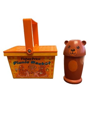 Fisher Price 1974 Vintage Picnic Basket #677 USA Teddy Bear