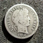 SILVER COIN UNITED STATES OF AMERICA 1912 "BARBER DIME" PHILADELPHIA