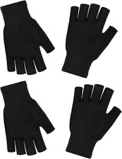 2 Pairs Fingerless Gloves for Women  Men - Winter Warm Touchscreen Black Knit M