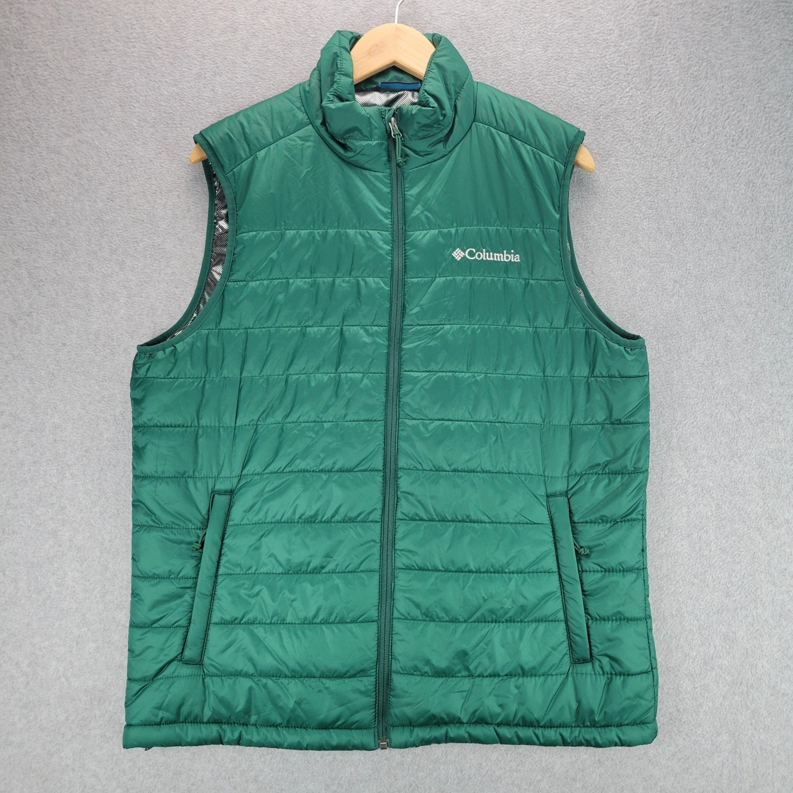 Columbia Powder Lite Vest Mens M Green Omni-Heat Insulated Puffer XM0041-313