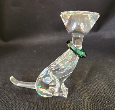 Swarovski Crystal Cat with Green Collar Figurine 7685 289478 w/box 