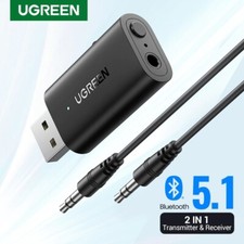 UGREEN 2 in 1 Bluetooth 5.1 Car Adapter Wireless Stereo Transmitter 3.5mm Aux