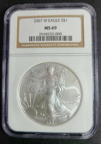 2007W American Silver Eagle NGC MS69 Burnished 1 oz .999 Silver 1 Dollar 2007 W