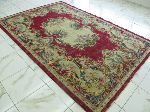 Antique Decor Oriental Rug Large Floral Wool Rug Muted Vintage Carpet 7x10 - Picture 3 of 20