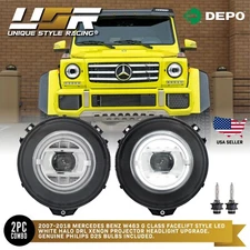 W464 Style HALO LED Ring Xenon Headlight For 07-18 Mercedes W463 G Class Wagon