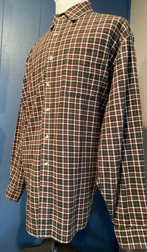 LL Bean Karohemd XL Langarm Knopfleiste Baumwolle Flanell dunkelbraun kariert - Bild 1 von 7