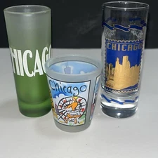Chicago Shot Glass The Windy City Souvenir Travel Set Of 3