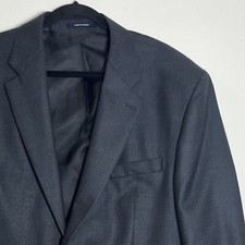 Polo University by Ralph Lauren Silk Wool Blazer Charcoal Windowpane 46L Jacket