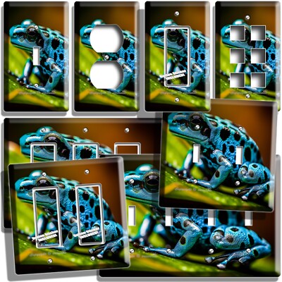 BLUE RAIN FOREST TROPICAL TREE FROG LIGHT SWITCH OUTLET WALL PLATE HOME HD DECOR