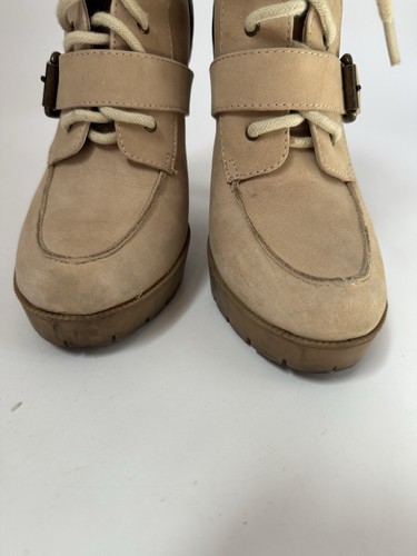 Stivaletti donna Ralph Lauren stivaletti tacco tg 7 beige foderati in pelliccia di agnello stringati - Foto 7 di 13