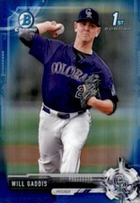 2017 Bowman Chrome Draft Blue Refractor #BDC-104 Will Gaddis /150 Rockies Rookie