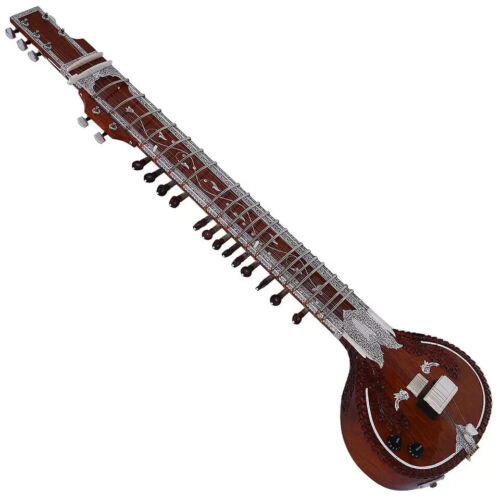 WOODEN HANDMADE ELECTRIC STRING INSTRUMENT SITAR INDIAN HIGH QUALITY WITH BAG 1