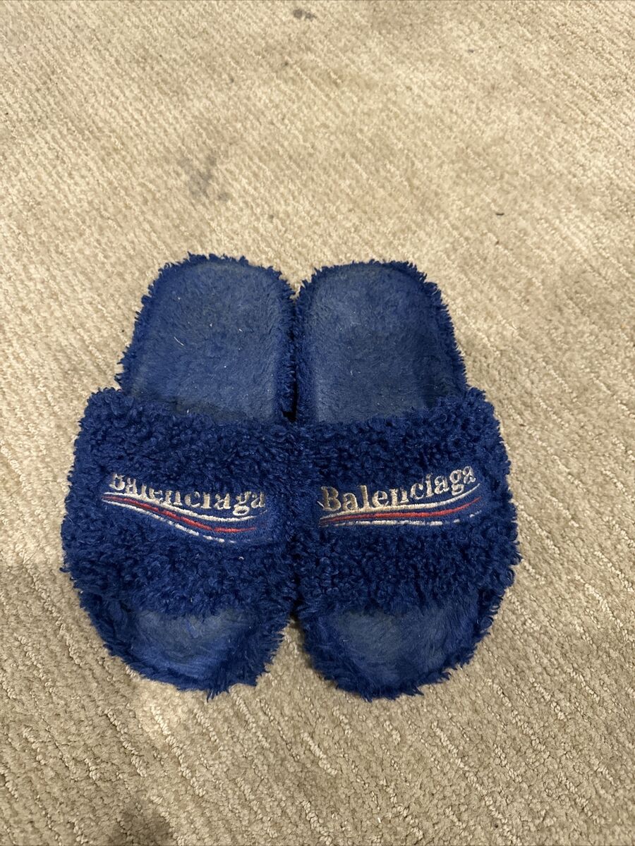 Balenciaga Furry Slide Sandals Blue 37 $625 | eBay Balenciaga Furry Slide Sandals Blue 37 $625 | eBay