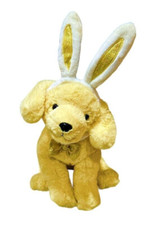 FAO Schwarz Yellow Labrador Dog Plush w Easter Bunny Ears 17 Inch Stuffed Animal