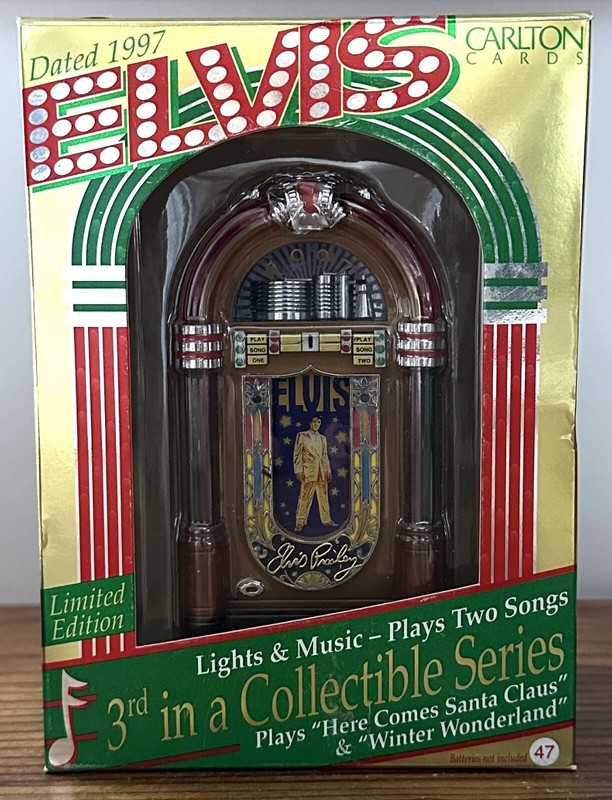 CARLTON CARDS HEIRLOOM ELVIS LIGHTS & MUSIC JUKEBOX 1997 ORIGINAL BOX & INSTRUCT