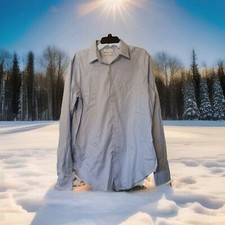 Calvin Klein Steel Button Up Shirt Men's Sz L Slim Fit Stretch Long Sleeve Blue