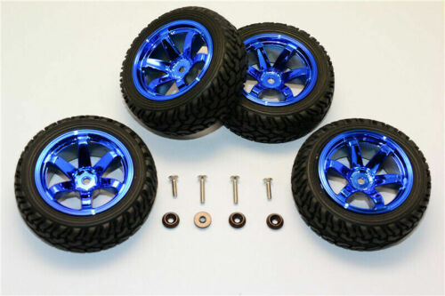 New 4PCs. 1:18 Axial Yeti Jr Ax90052 Upgraded Rubber Bell + Tyre Black / Blue - Picture 6 of 9