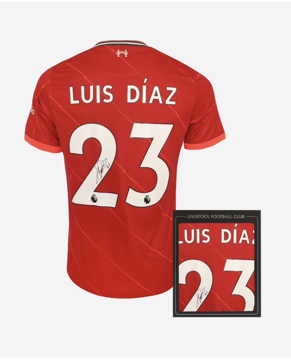 Luis Diaz Signed Liverpool Home 2021-2022 Jersey (COA by Luis Diaz Signed Liverpool Home 2021-2022 Jersey (COA by