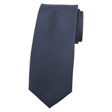 ALARA Mens Navy Blue Silk Tie Necktie Solid Satin 2.75 Slim Dress Designer 80
