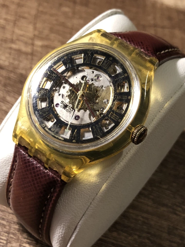 Reloj Pulsera Swatch Automático Esqueleto AG 1995 Suizo Raro De Colección Funciona Foto 3 de 4