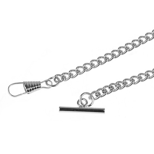 Pocket Watch Chains Vintage Chrome Plated Albert T-Bar Vest Waistcoat Chain Gift - Picture 14 of 30