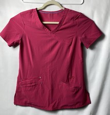 Women Scrub Uniform Top Size S Pockets And Stretch Pink