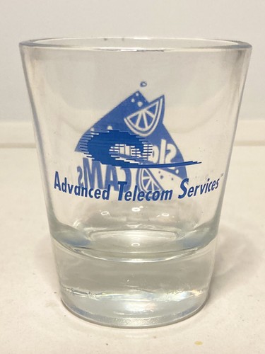 Slammin' CAMs Shot Glass w/ Advanced Telecom Services Logo, Blue Lettering - Picture 2 of 4