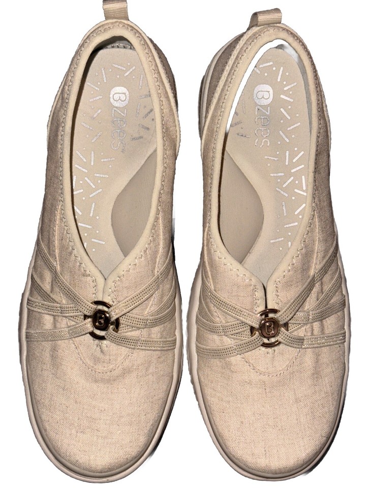 Bzees Lana Slip On Shoe Beige Tan Gold Comfort Women’s Sz 10 EU 40 eBay