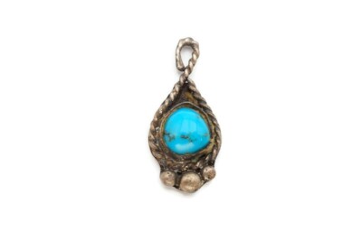 Vintage Native American Navajo Sterling Silver Turquoise Pendant